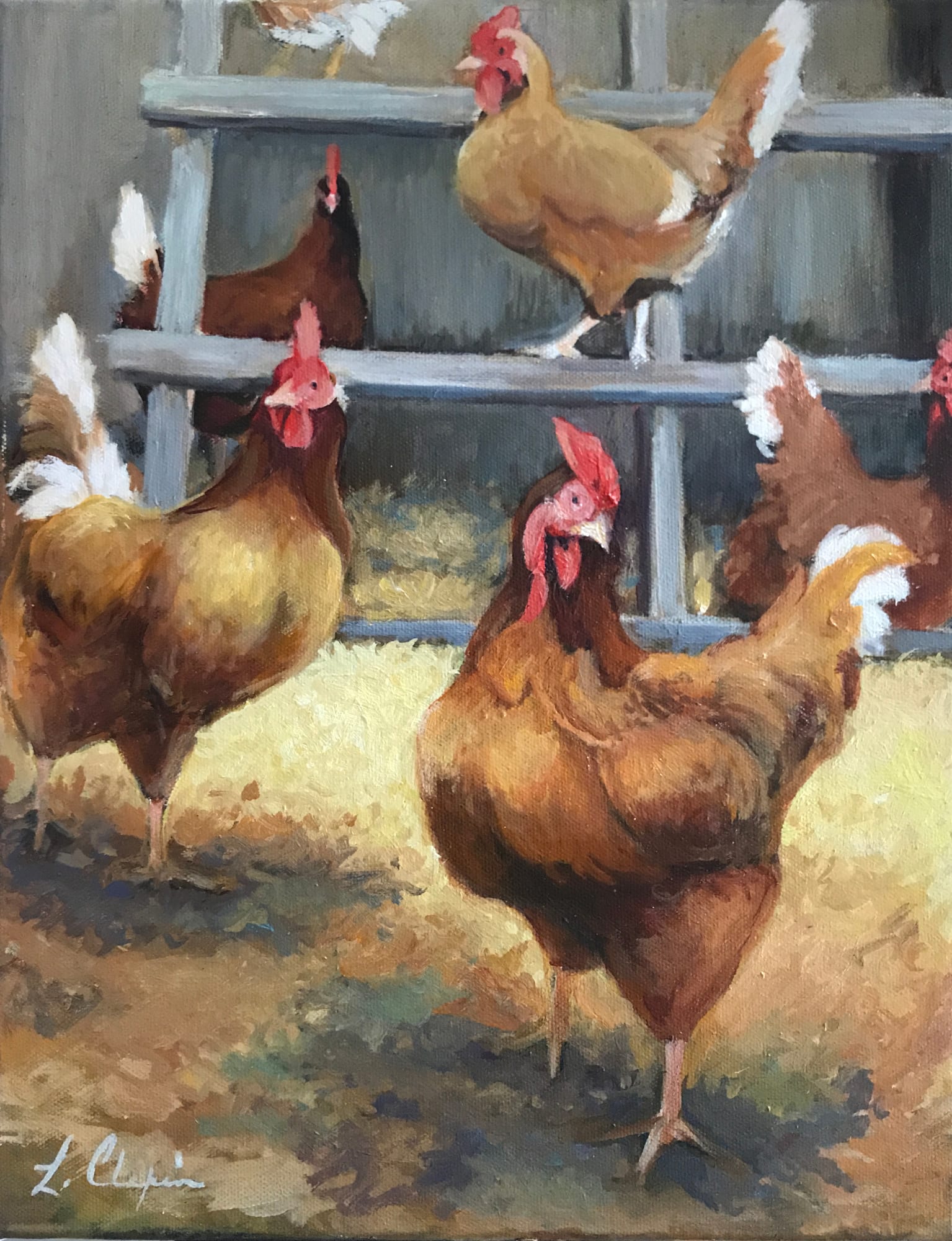 Chicken Delight. Painting by Lorraine Skelskey-Chapin.