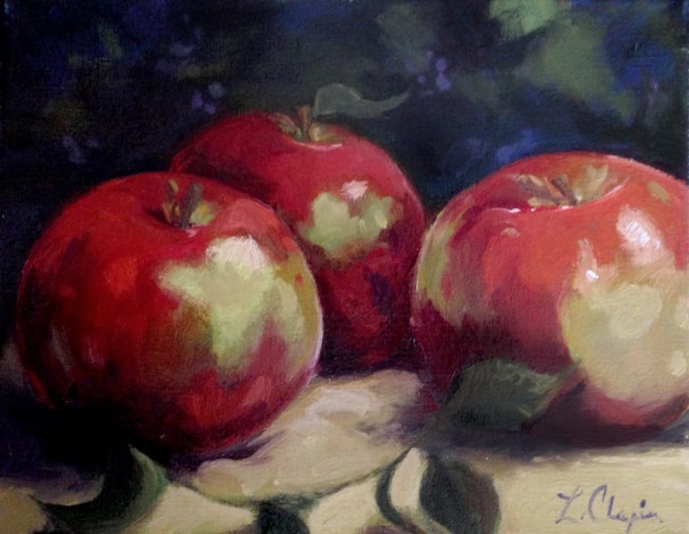 Crisp Apples. Oil, 8x10 inches. Painting by Lorraine Skelskey-Chapin.