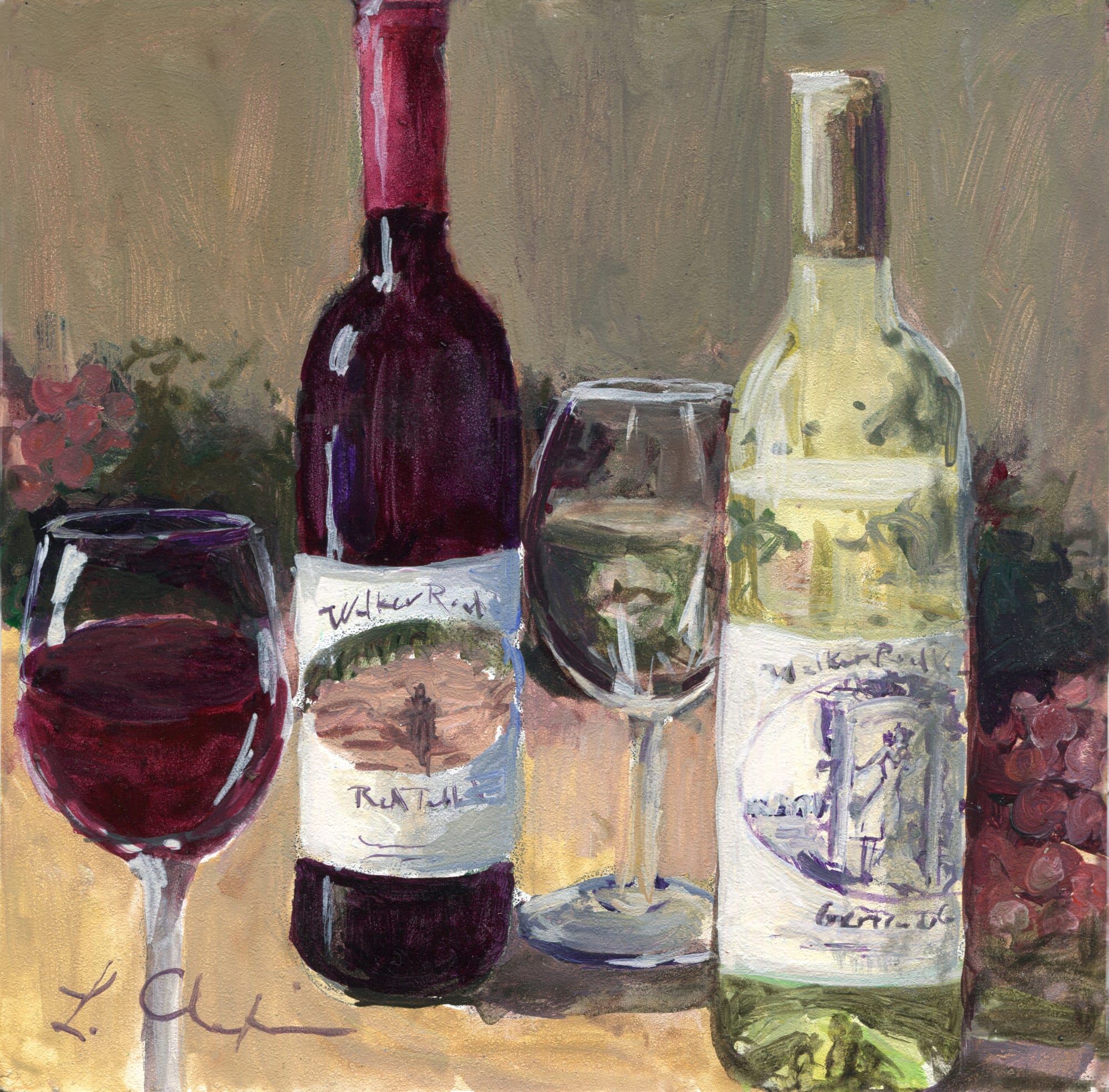 Good Cheer. Oil, 6x6 inches. Painting by Lorraine Skelskey-Chapin.