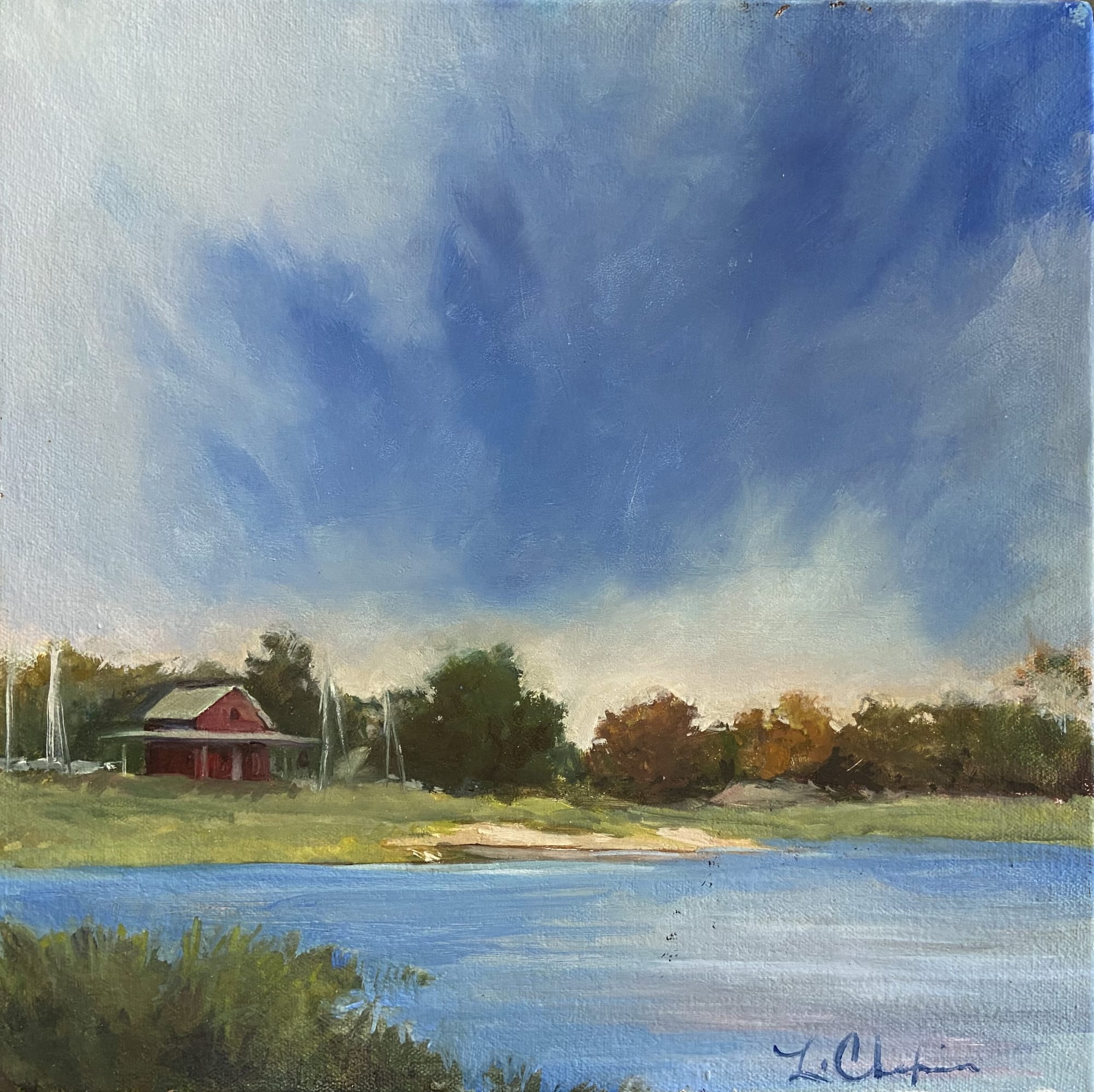 Grass Island. Oil. Painting by Lorraine Skelskey-Chapin.