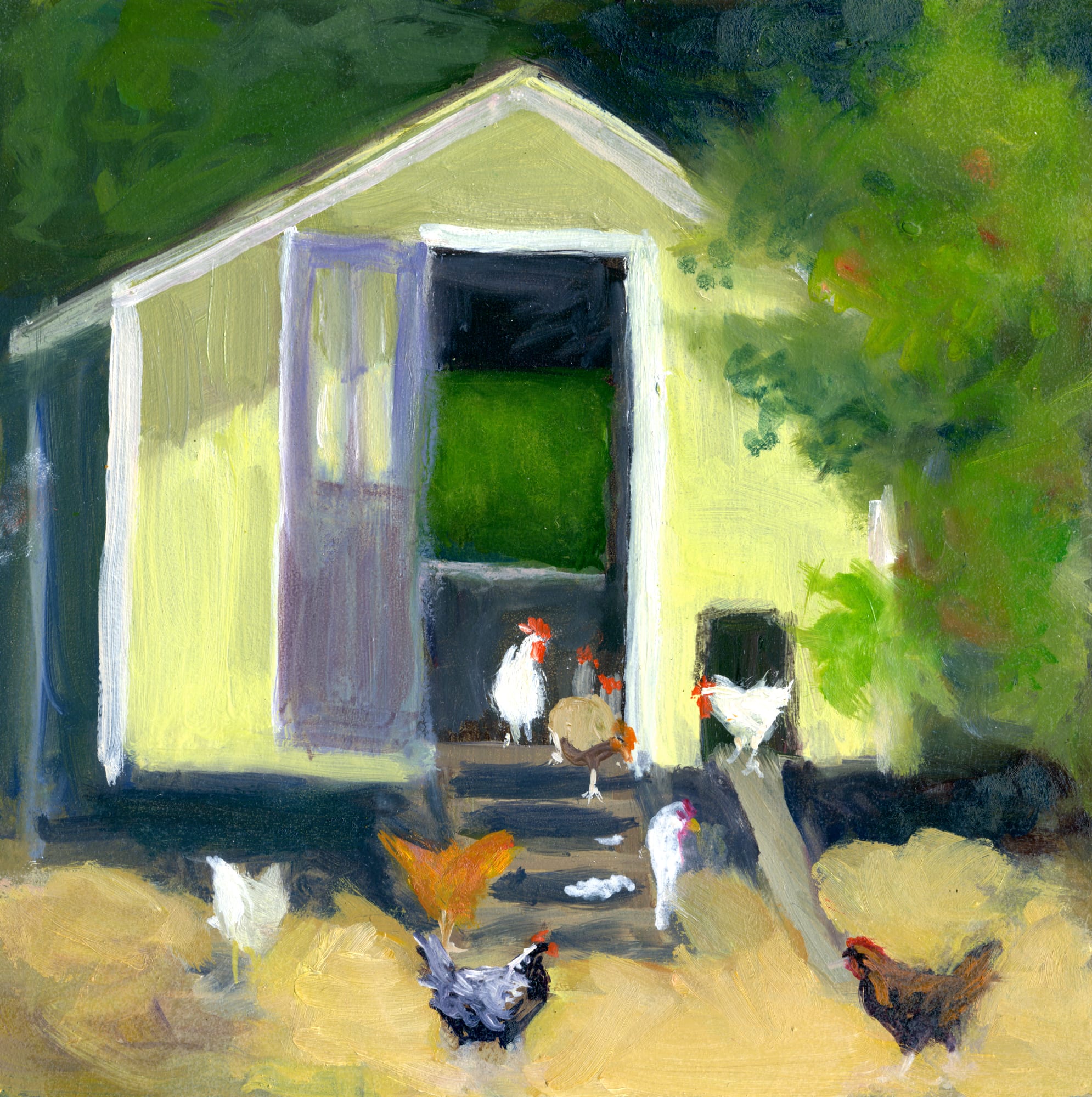 Home Sweet Home. Oil, 6x6 inches. Painting by Lorraine Skelskey-Chapin.