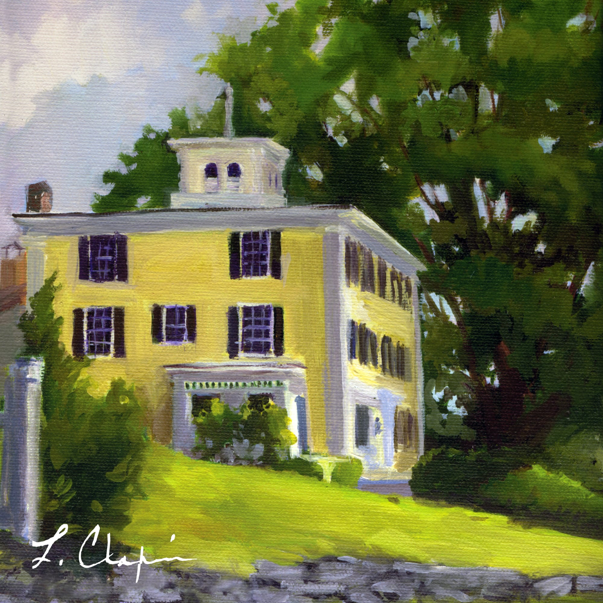 Hopkins Inn. Hopkins Inn, Warren. Oil, 10x10 inches. Painting by Lorraine Skelskey-Chapin.