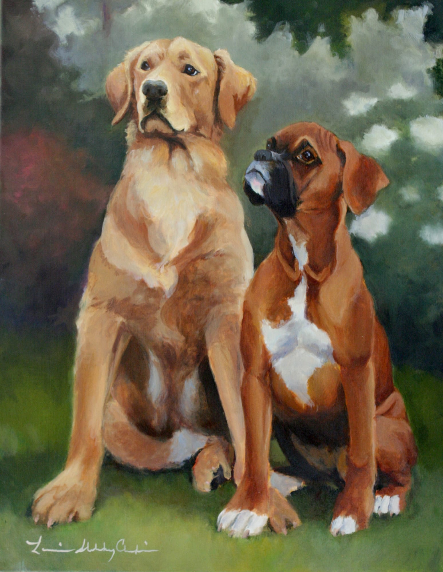 Jake and Grace. Painting by Lorraine Skelskey-Chapin.