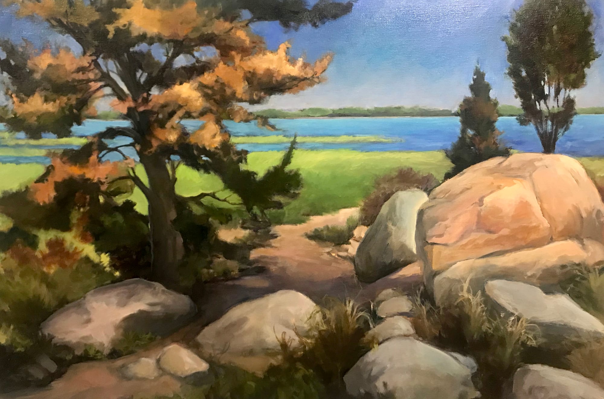 Meig’s Point I. Meigs Point, Hammonasset. Oil. Painting by Lorraine Skelskey-Chapin.