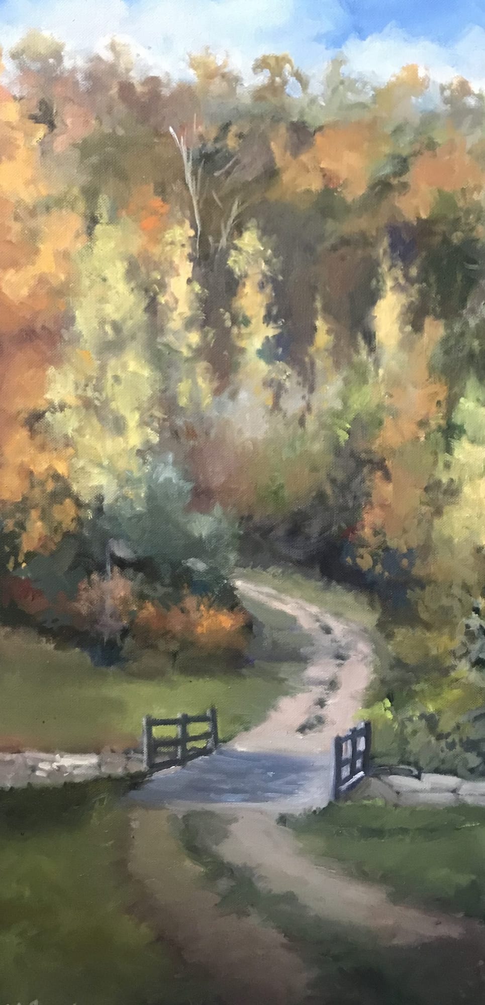 New Pond Road. Oil. Painting by Lorraine Skelskey-Chapin.