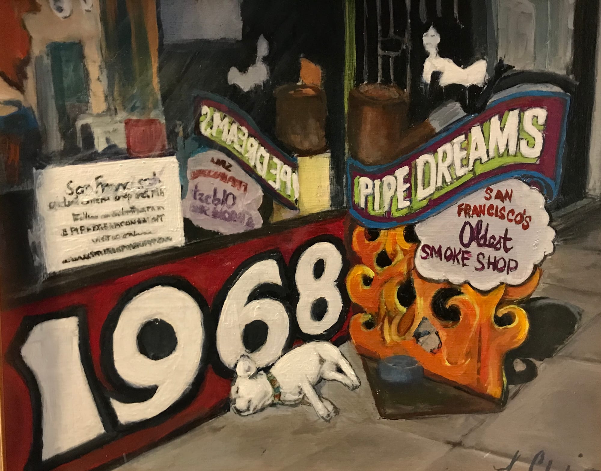 Pipe Dreams. Oil, 8x10 inches. Painting by Lorraine Skelskey-Chapin.