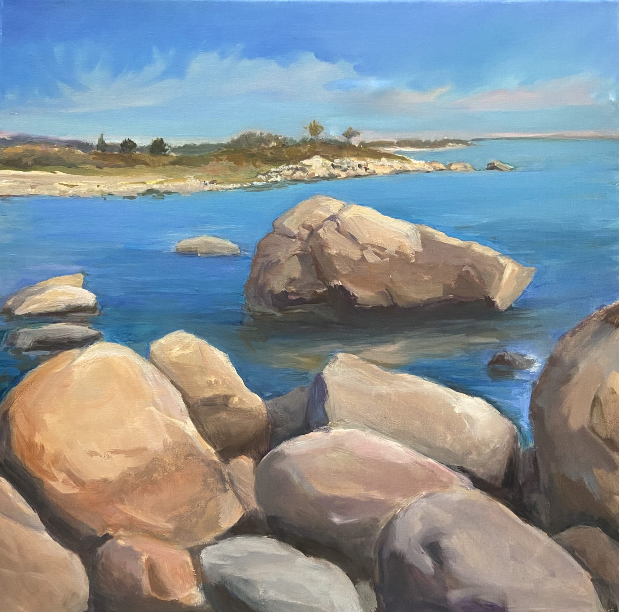 Rocks at Hammonasett. Hammonasset Beach, Madison. Oil. Painting by Lorraine Skelskey-Chapin.
