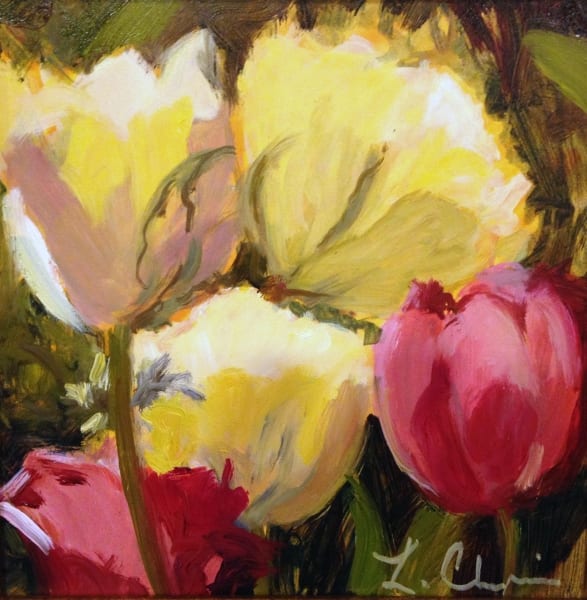 Spring Bliss. Oil, 6x6 inches. Painting by Lorraine Skelskey-Chapin.