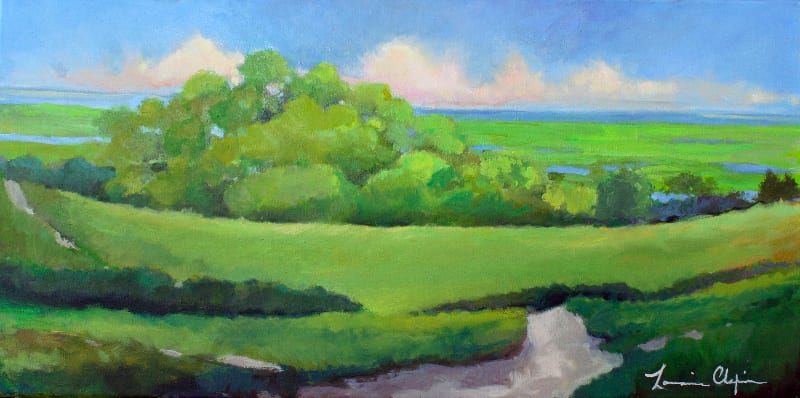 Spring Walk. Oil, 12x24 inches. Painting by Lorraine Skelskey-Chapin.