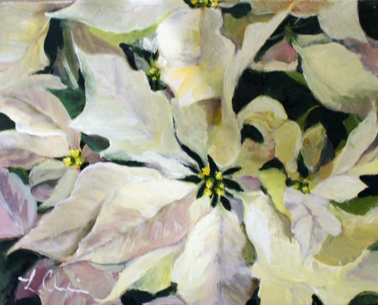 White Christmas. Oil, 8x10 inches. Painting by Lorraine Skelskey-Chapin.