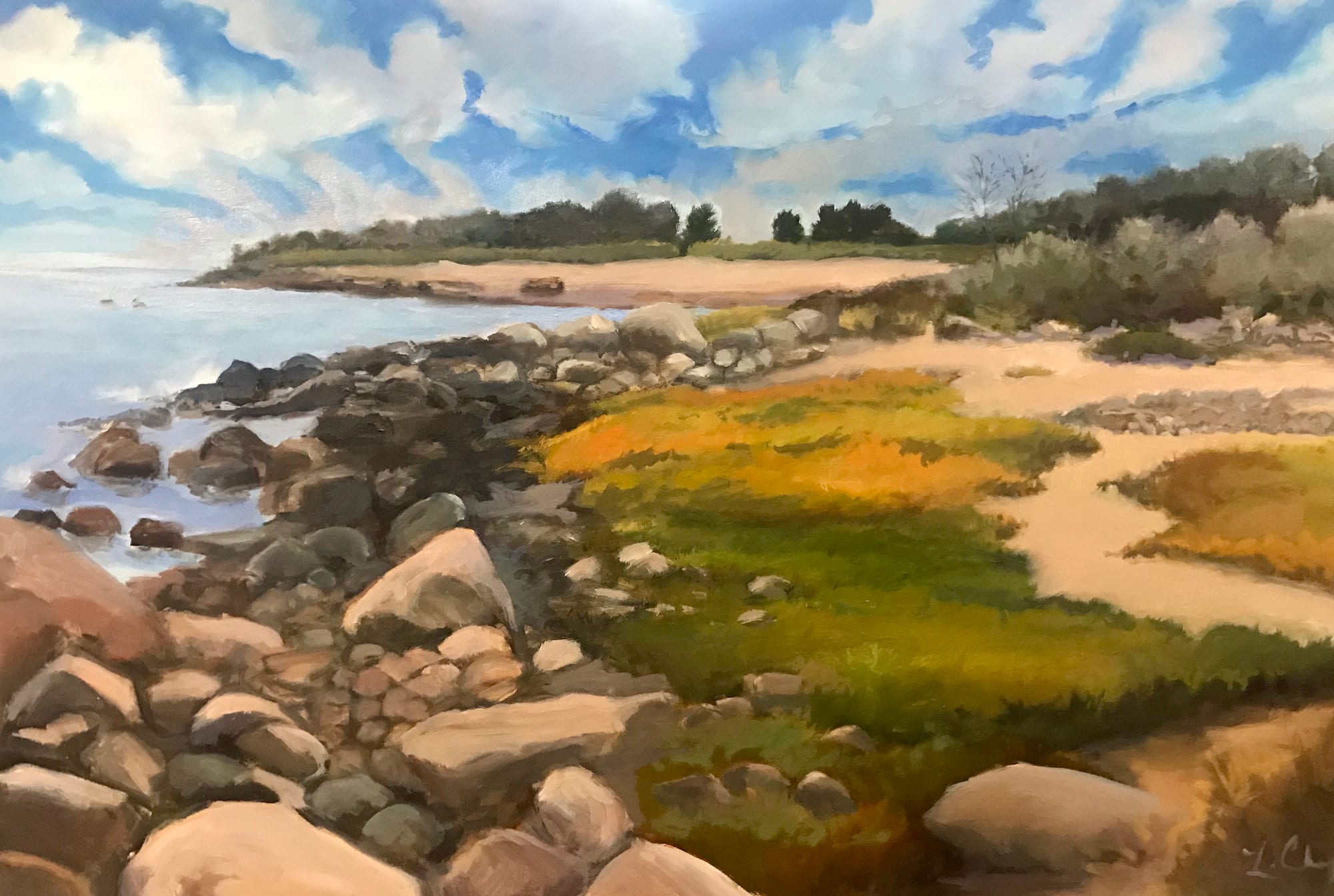 Zen Beach (Meig’s Point II). Meigs Point, Hammonasset. Oil. Painting by Lorraine Skelskey-Chapin.